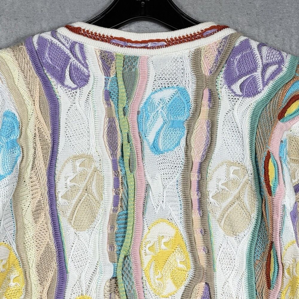 VTG 90s COOGI Australia 3D Knit Cardigan Sweater Multicolor Pastel Women’s Small - Picture 10 of 12